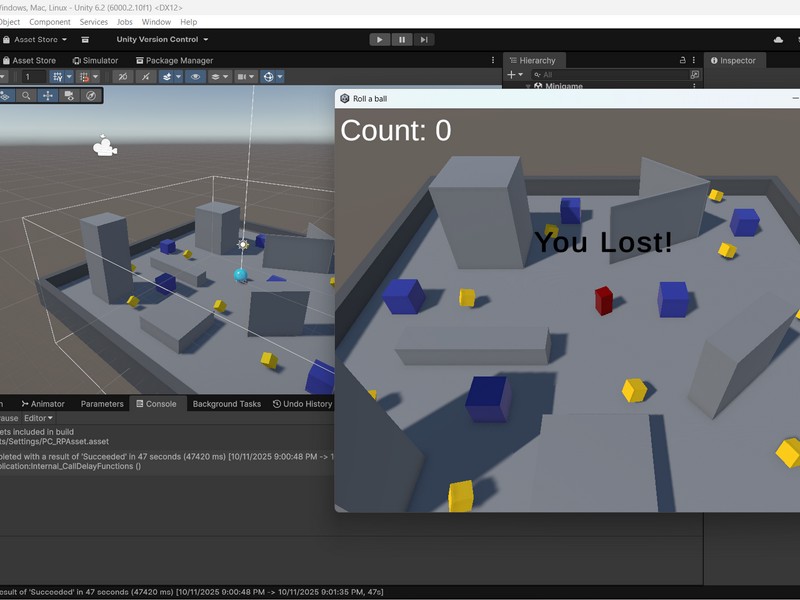 roll a ball tutorial project
