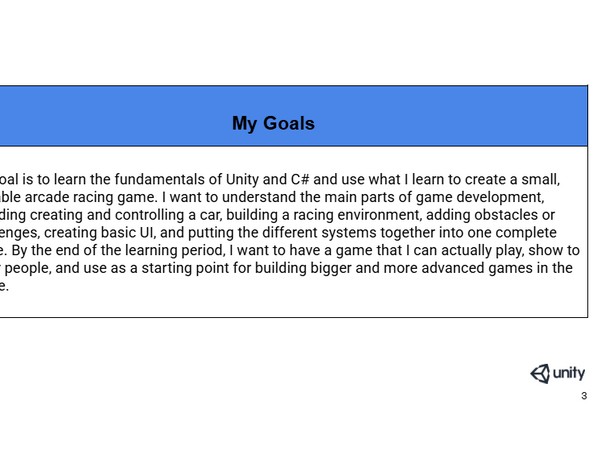 My Unity learning action plan